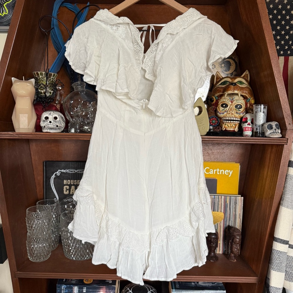 Selfie Leslie - Say You Love Me Embroidery and Frill Detail Dress White size xs - Picture 6 of 8